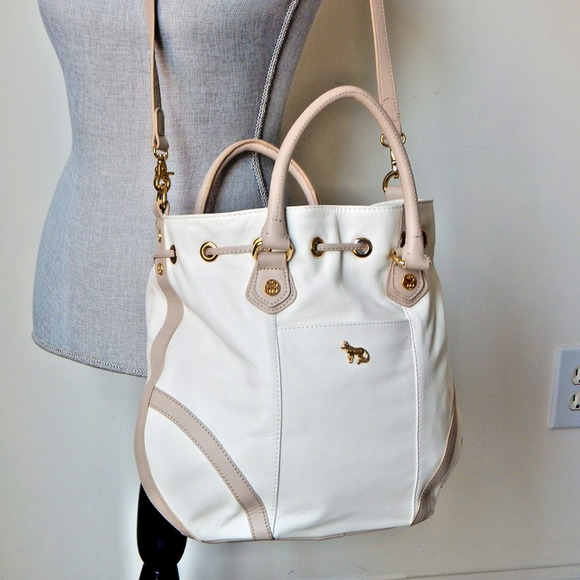 NWT EMMA FOX JUNO Leather Satchel Shoulder Handbag White NEW - Picture 14 of 16